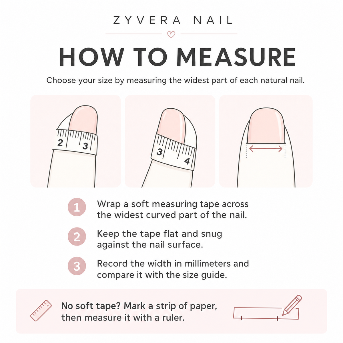 How to measure natural nails for press-on nail sizing