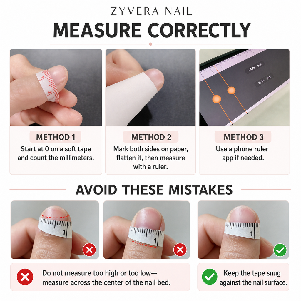 Correct press-on nail measuring methods and common mistakes