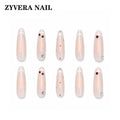 soft pink cherry French tip oval press-on nails full ten-piece set