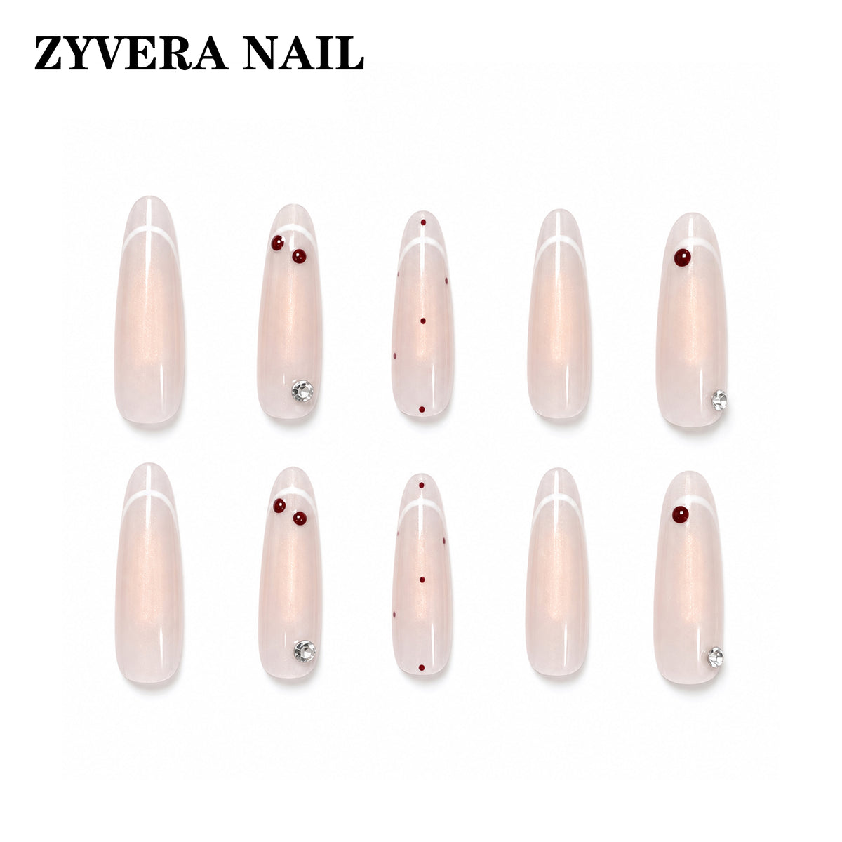 soft pink cherry French tip oval press-on nails full ten-piece set