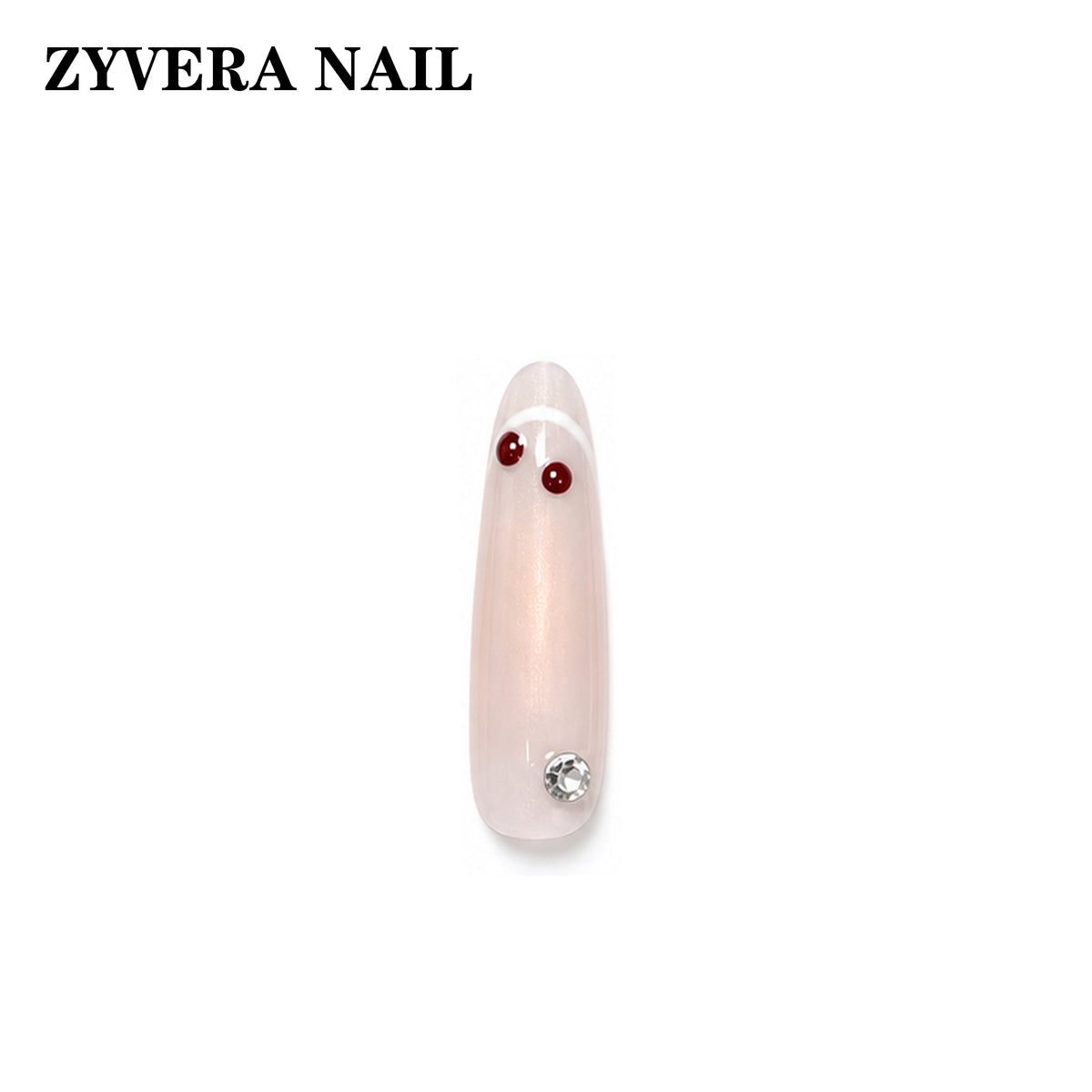 soft pink cherry French tip oval press-on nails single nail macro detail